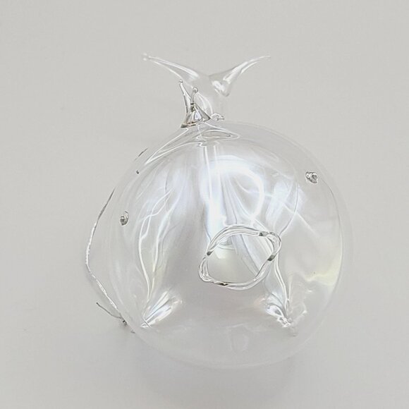 Silvestri Handblown Iridescent Glass Whale Ornament Christmas Holiday Mint - Picture 4 of 10